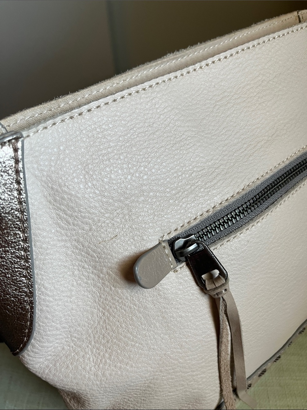 The Sak Cream Pebbled Leather Shoulder Bag with Brown Braided Handle - Picture 12 of 15